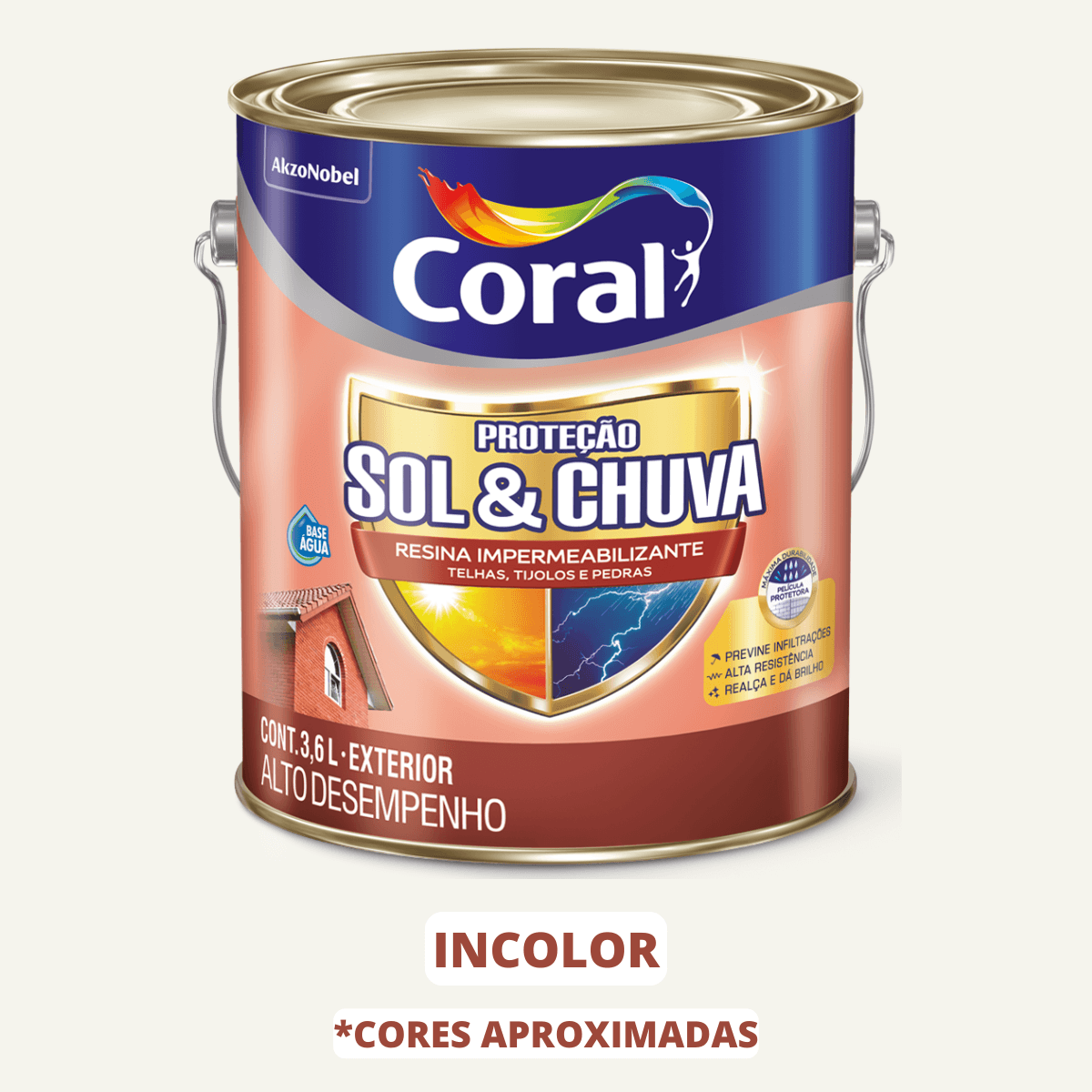 Resina Impermeabilizante Sol e Chuva Incolor Coral - Big Cores Tintas