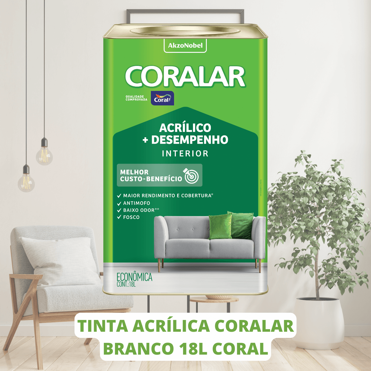 Tinta Acrílica Coralar Mais Desempenho Fosco Branco Coral - Big